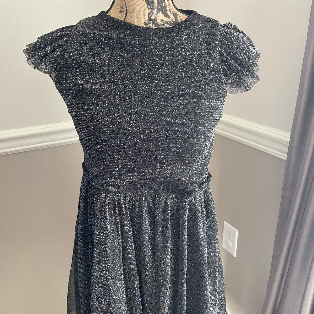 Zara Girls US Size 11/12 Glittery Fitr and Flare Black Dress
